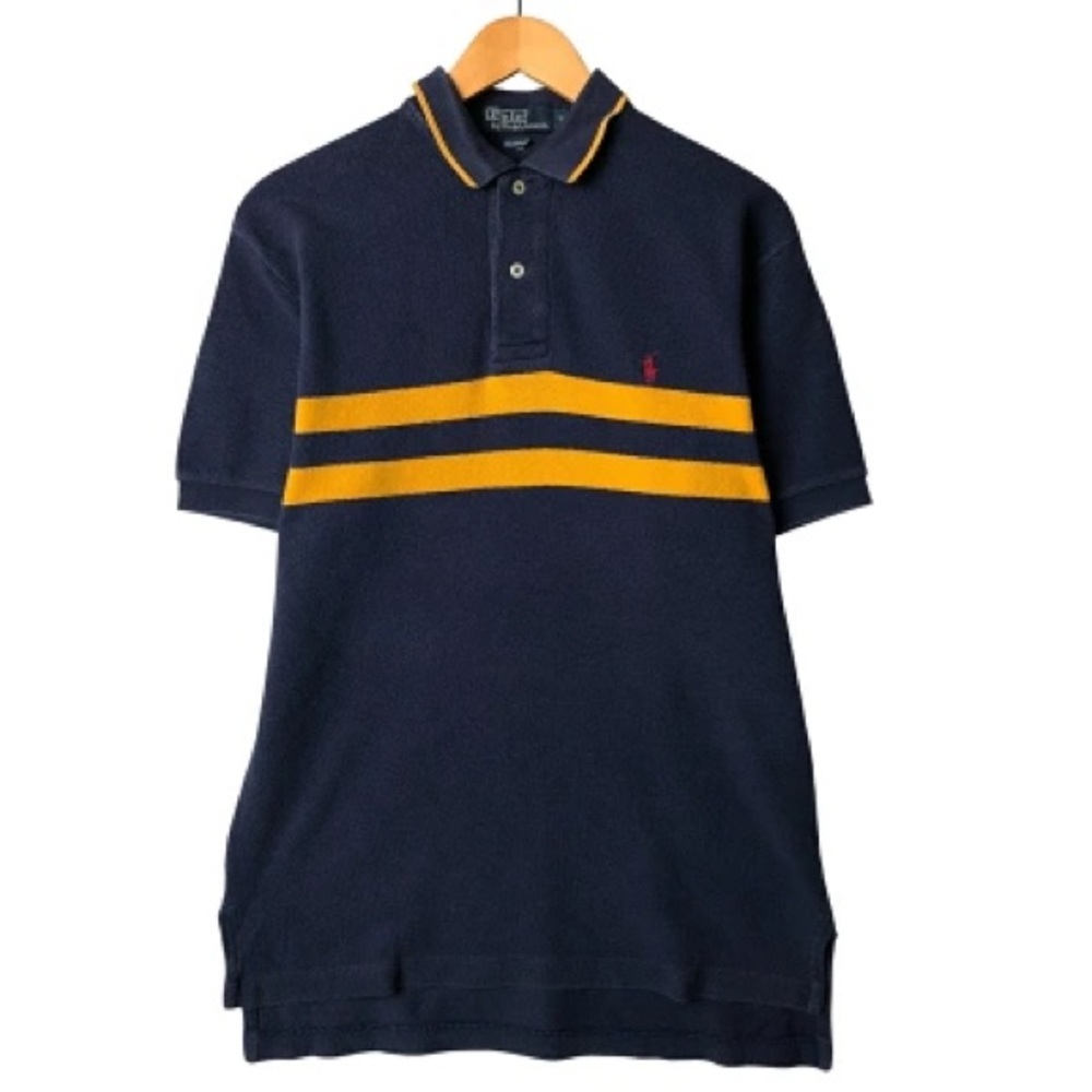 Vintage Ralph Lauren Navy Polo with Gold Stripes